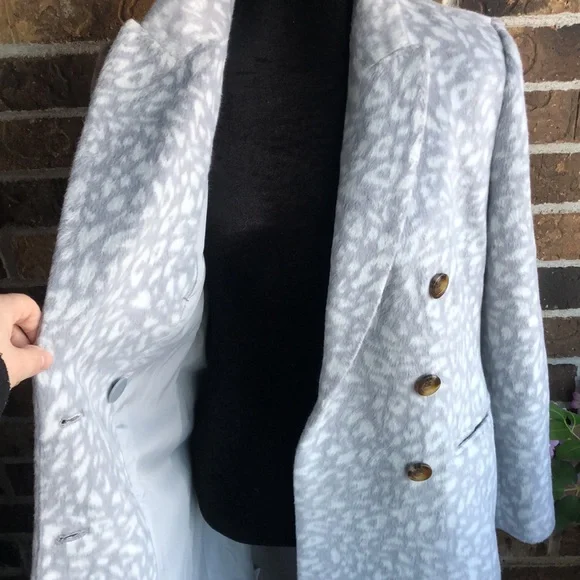 ANN TAYLOR $258 GRAY ANIMAL PRINT CHESTERFIELD COAT - Picture 12 of 15